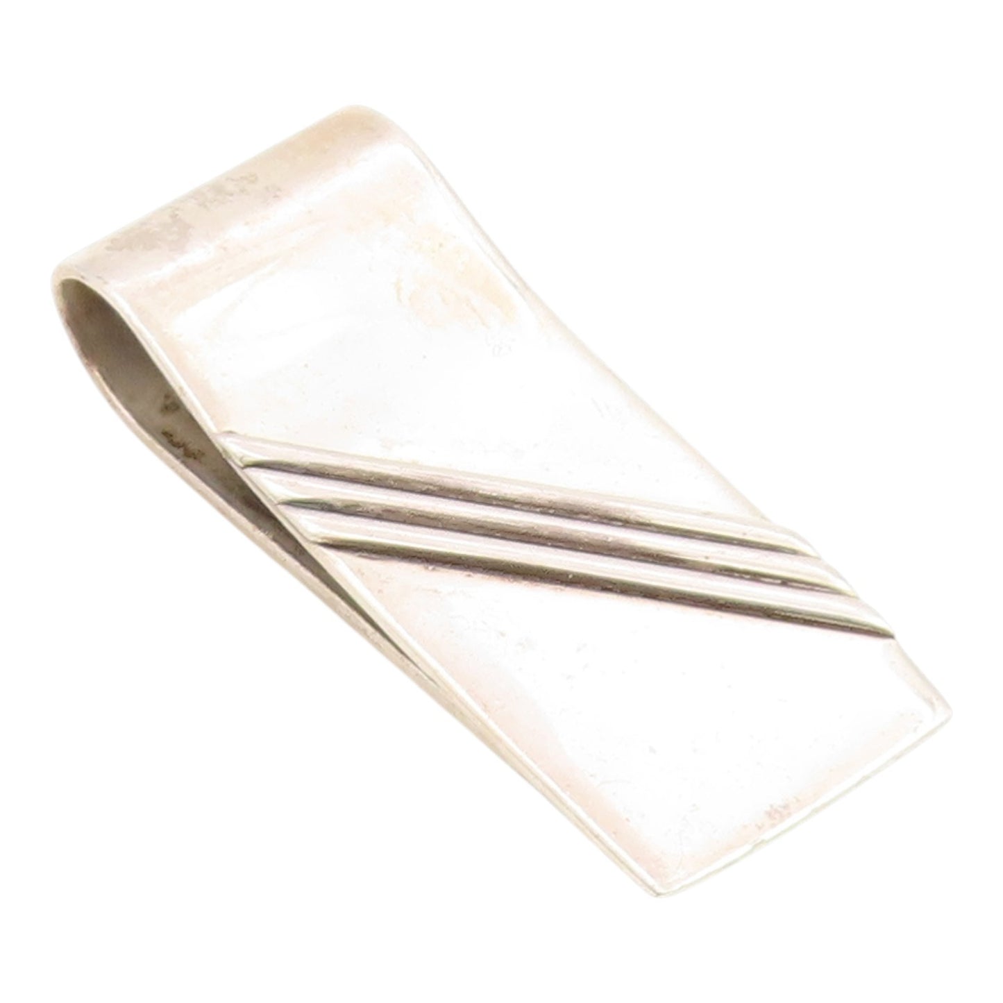 925 Sterling Silver Vintage Tie Clip TAXCO MEXICO Classic Diagonal Stripe TR4229