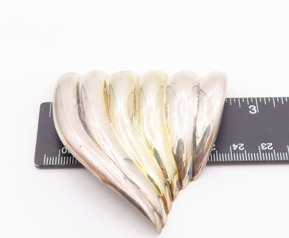 MEXICO 925 Sterling Silver  Vintage Modernist Fluted Wing Brooch Pin  BP4336
