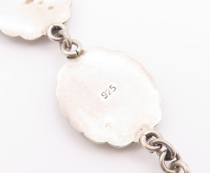 925 Sterling Silver Vintage Bracelet SOUTHWESTERN Floral Concho Link  BT12201