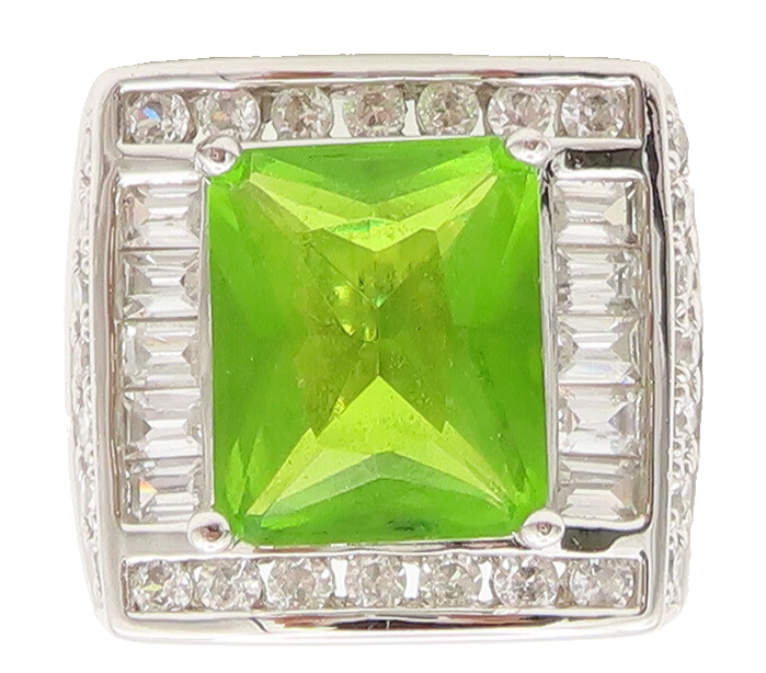 ROSS SIMONS 925 Silver  Vintage Peridot Halo Multi Size CZ Ring Sz 5  RG26845