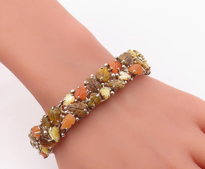 925 Sterling Silver Vintage Bracelet WHITNEY KELLY Gemstone Fall Leaves  BT12116