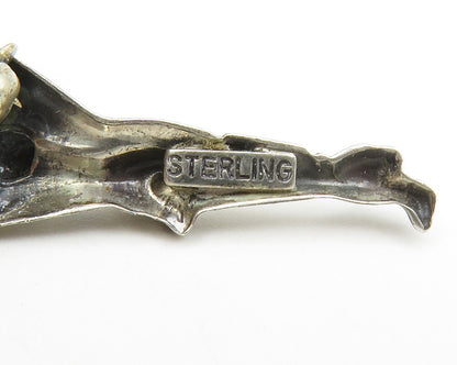 925 Sterling Silver  Vintage Shiny Petite Dancing Figure Brooch Pin  BP5222