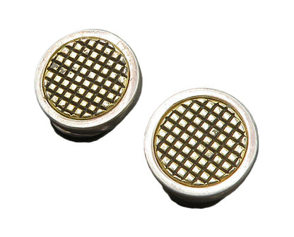 GES GESCH GERMANY 925 Silver   Vintage 2 Tone Etched Stud Earrings  EG11308