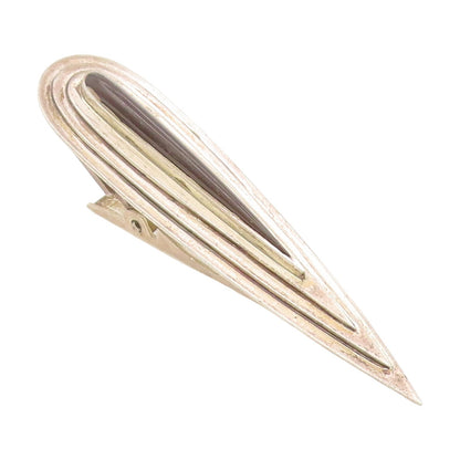 925 Sterling Silver Vintage Tie Clip Onyx Classic Grooved Pointed Design  TR4187