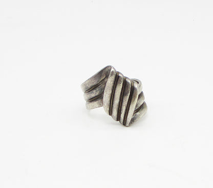 925 Sterling Silver  Vintage Linear Wrapped Band Ring Sz 8  RG3364