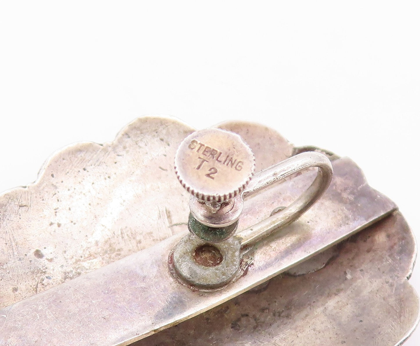 925 Sterling Silver Vintage Earrings Large Design Etched EG13375