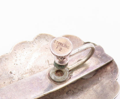 925 Sterling Silver Vintage Earrings Large Design Etched EG13375
