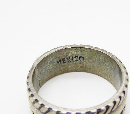 MEXICO 925 Sterling Silver  Vintage Twisted Edges Band Ring Sz 6  RG3345