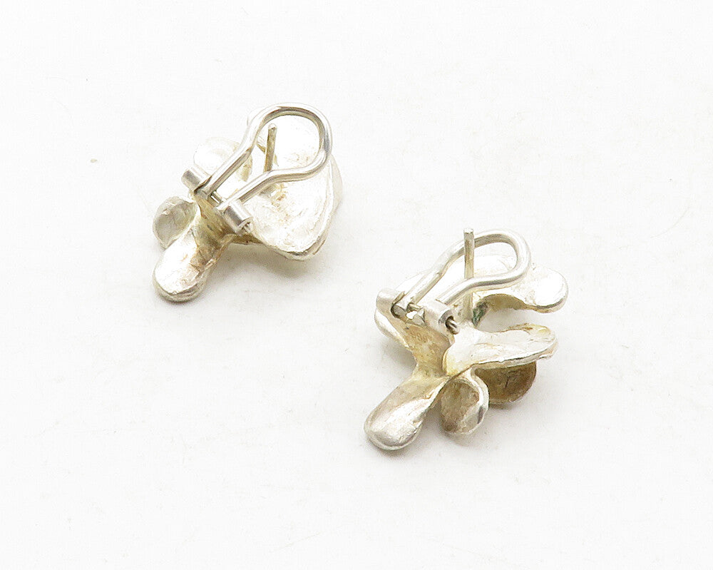 DESIGNER 925 Sterling Silver  Vintage Sculpted Non Pierce Earrings  EG6596