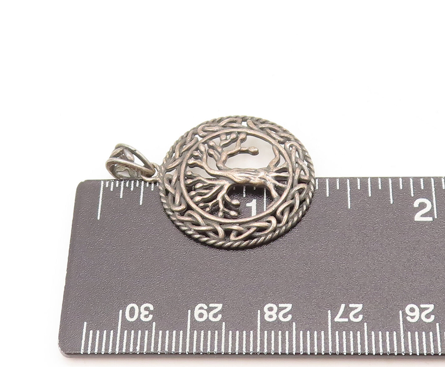 925 Sterling Silver Vintage Pendant Knotted Roots Frame Tree Of Life  PT22594