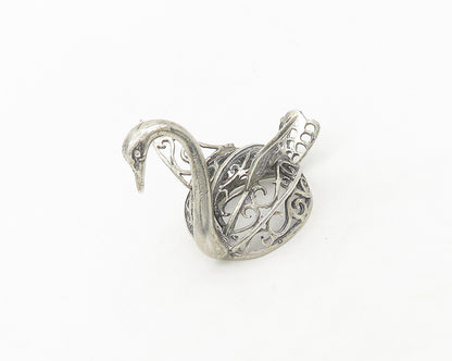 925 Sterling Silver  Vintage Shiny Swirl Pattern Swan Table Trinket  TR2638