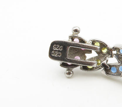 925 Sterling Silver Peridot & Multi Color Topaz Floral Chain Bracelet BT6483