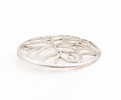 925 Sterling Silver Vintage Pendant Openwork Floral Design Cutout Medal  PT25662