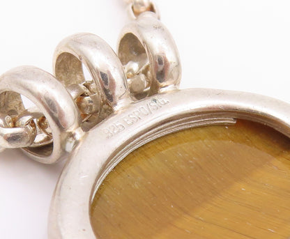 925 Sterling Silver Vintage Necklace ESPO SIG Oval Cabochon Tiger's Eye  NE4551