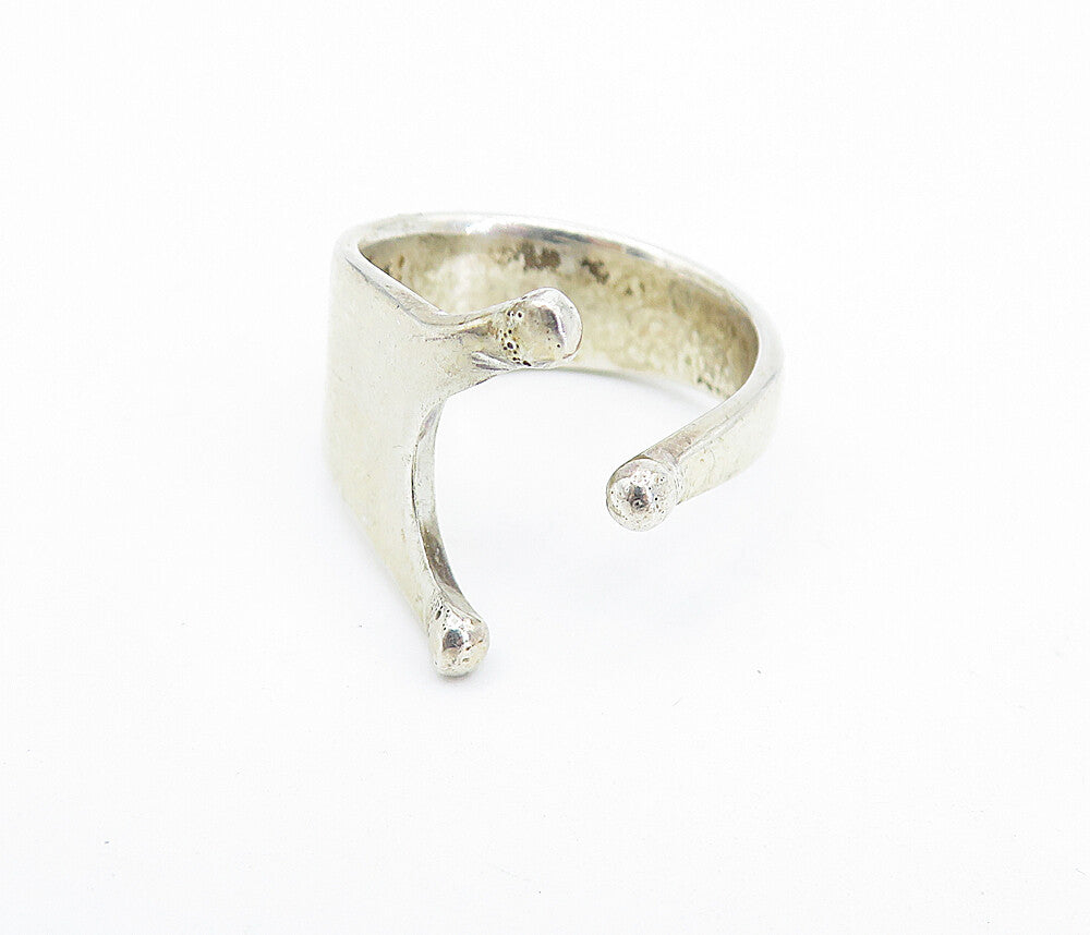 DESIGNER 925 Silver  Vintage Petite Modernist Design Band Ring Sz 6  RG7689