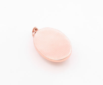 925 Sterling Silver  Cabochon Cut Rose Quartz Gold Plated Drop Pendant  PT7739