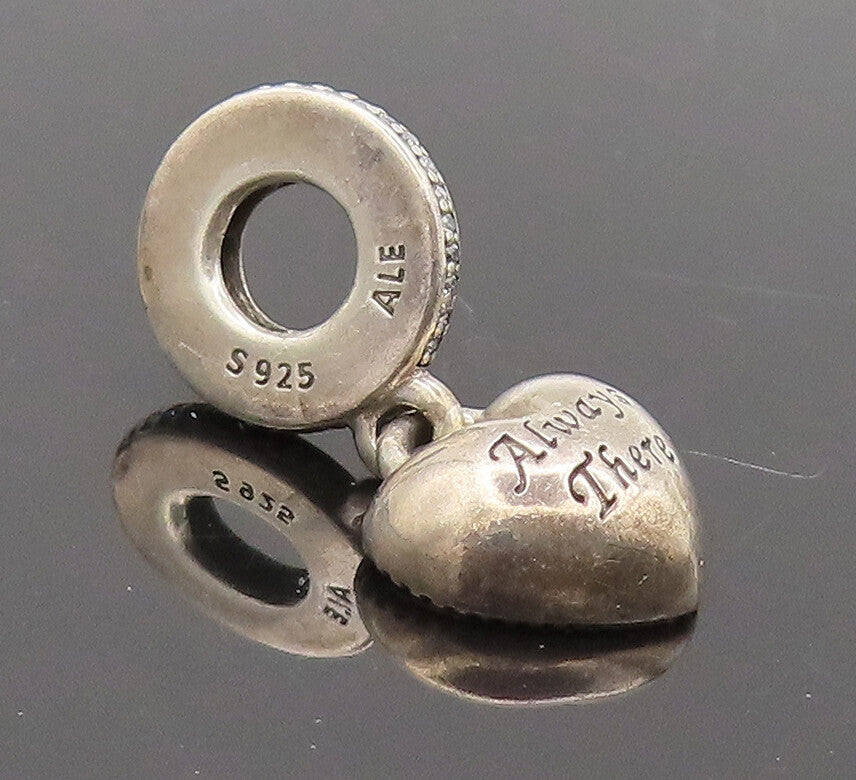 925 Sterling Silver Vintage Pendant PANDORA Topaz Ring Link Puffed Heart PT22429