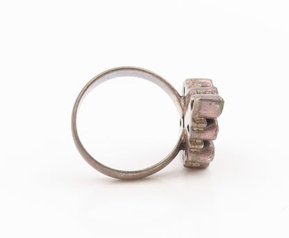 925 Sterling Silver Vintage Ring Elegant Multi Gemstone Cluster  Sz 7.5  RG35430