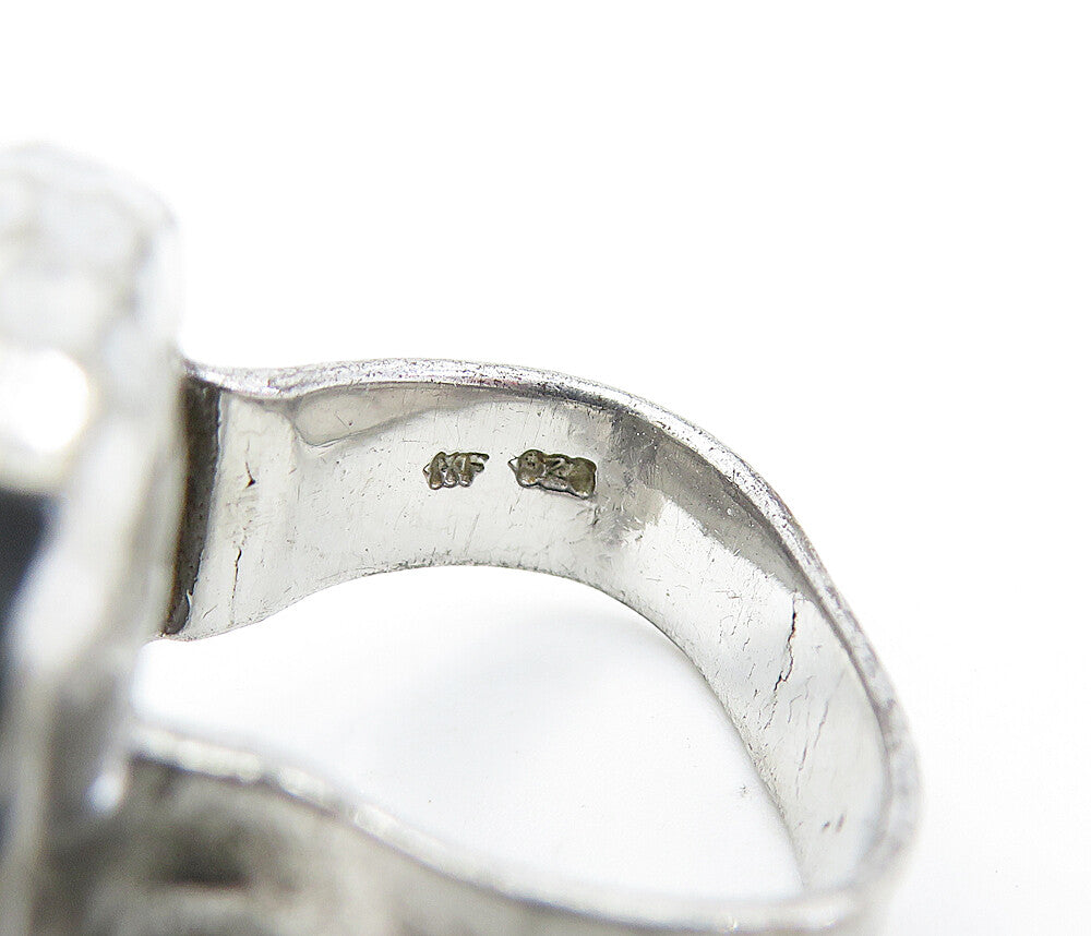 925 Sterling Silver  Vintage Hammered Square Dome Cocktail Ring Sz 5.5  RG6464