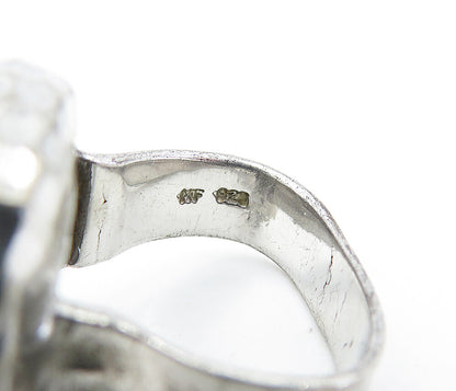 925 Sterling Silver  Vintage Hammered Square Dome Cocktail Ring Sz 5.5  RG6464
