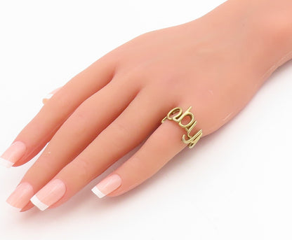 925 Sterling Silver Vintage Ring Gold Plated Robyn Script Band  Sz 5  RG34757