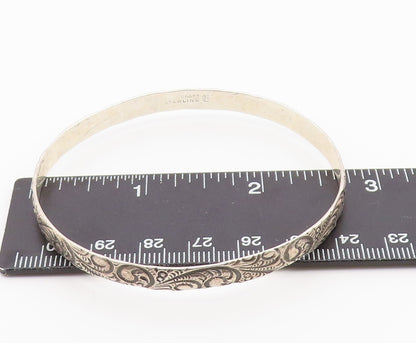 DANECRAFT 925 Silver  Vintage Shiny Swirl Pattern Bangle Bracelet  BT8856