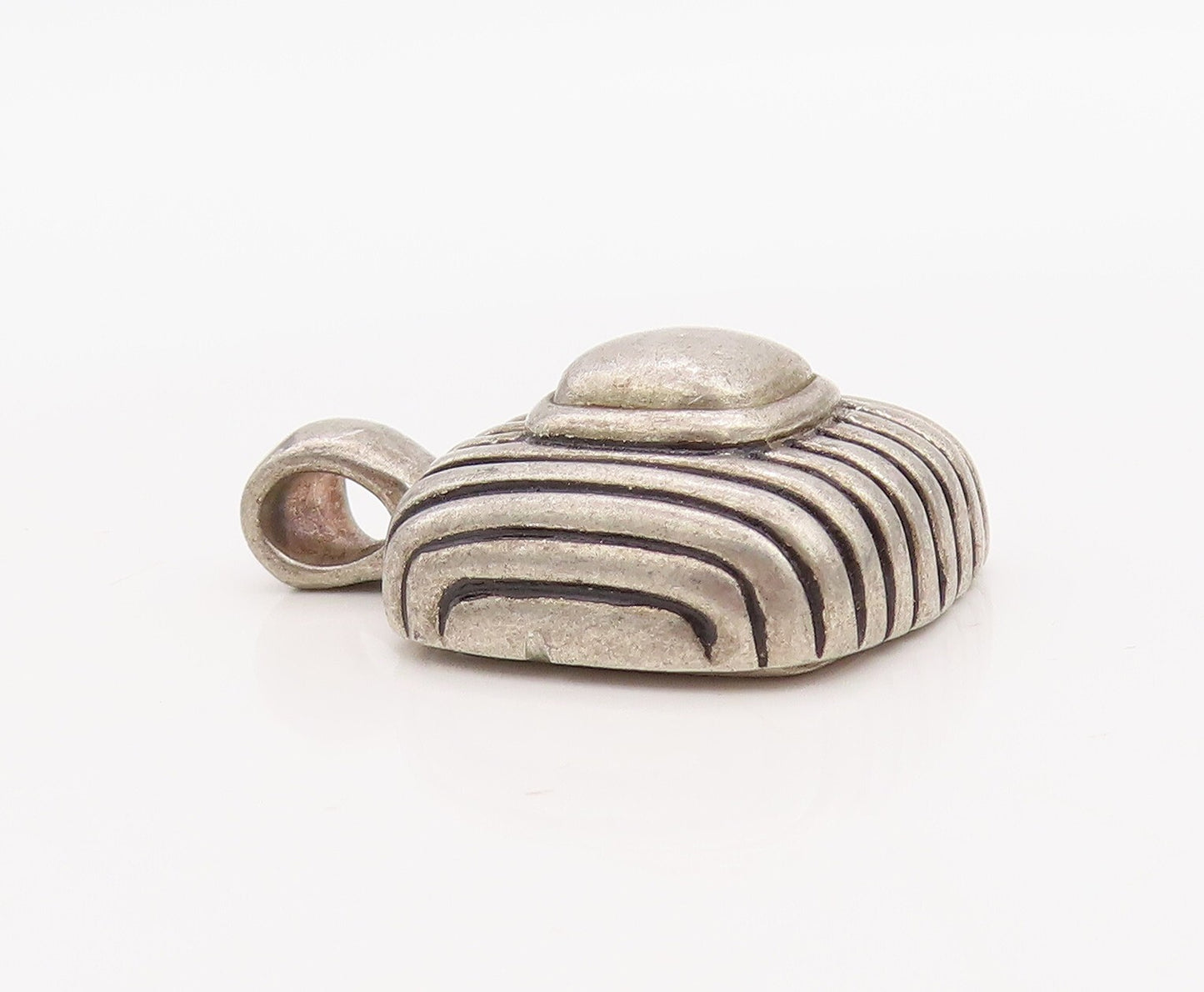 925 Sterling Silver Vintage Pendant ESPO SIG Solid Square Grooved Design PT23539