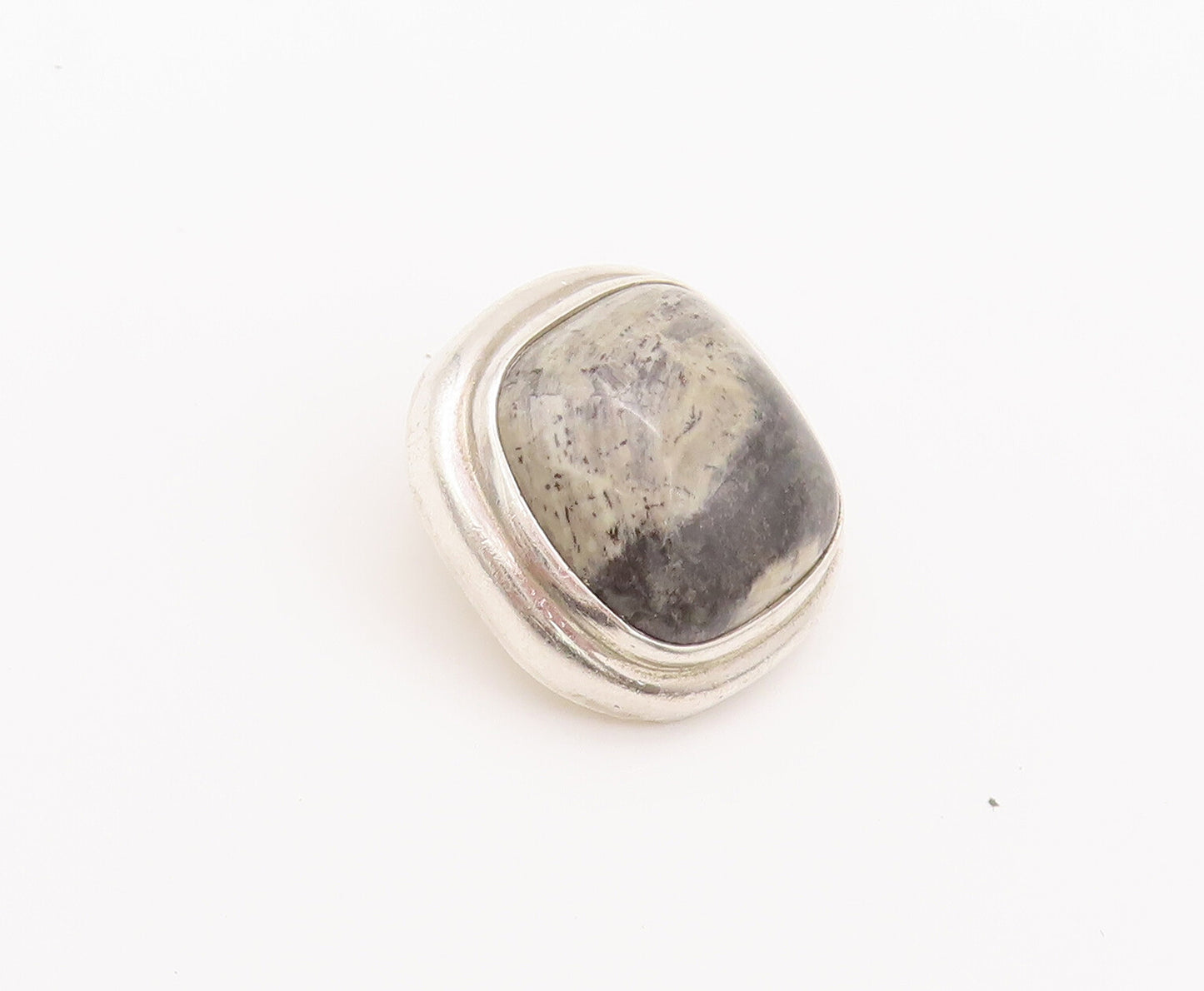 925 Sterling Silver Vintage Earrings Cabochon Gemstone  Square  EG12799
