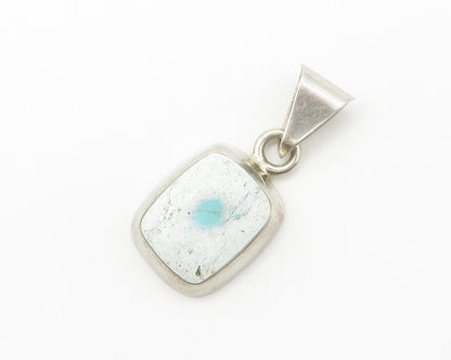 MEXICO 925 Sterling Silver Vintage White Stone Smooth Drop Pendant PT11259