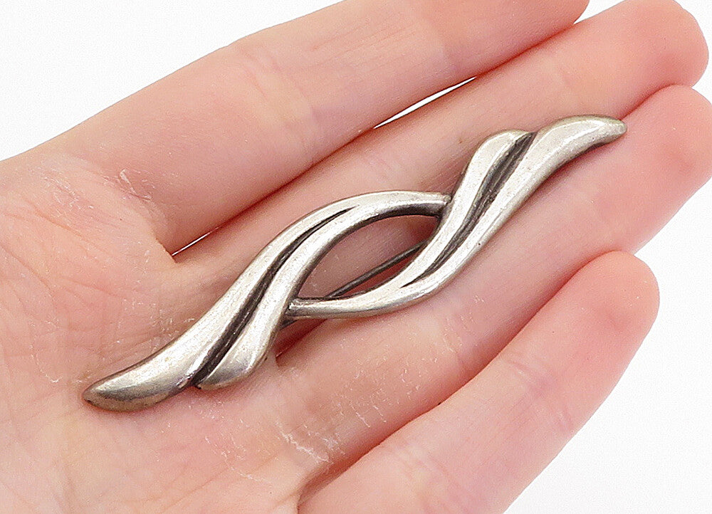 JEZLAINE 925 Sterling Silver  Vintage Dark Tone Swirl Design Brooch Pin BP2854