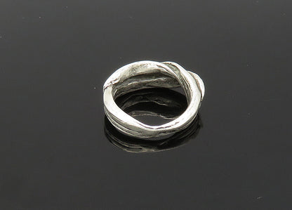 925 Sterling Silver  Vintage Shiny Modernist Sculpted Band Ring Sz 5  RG21429