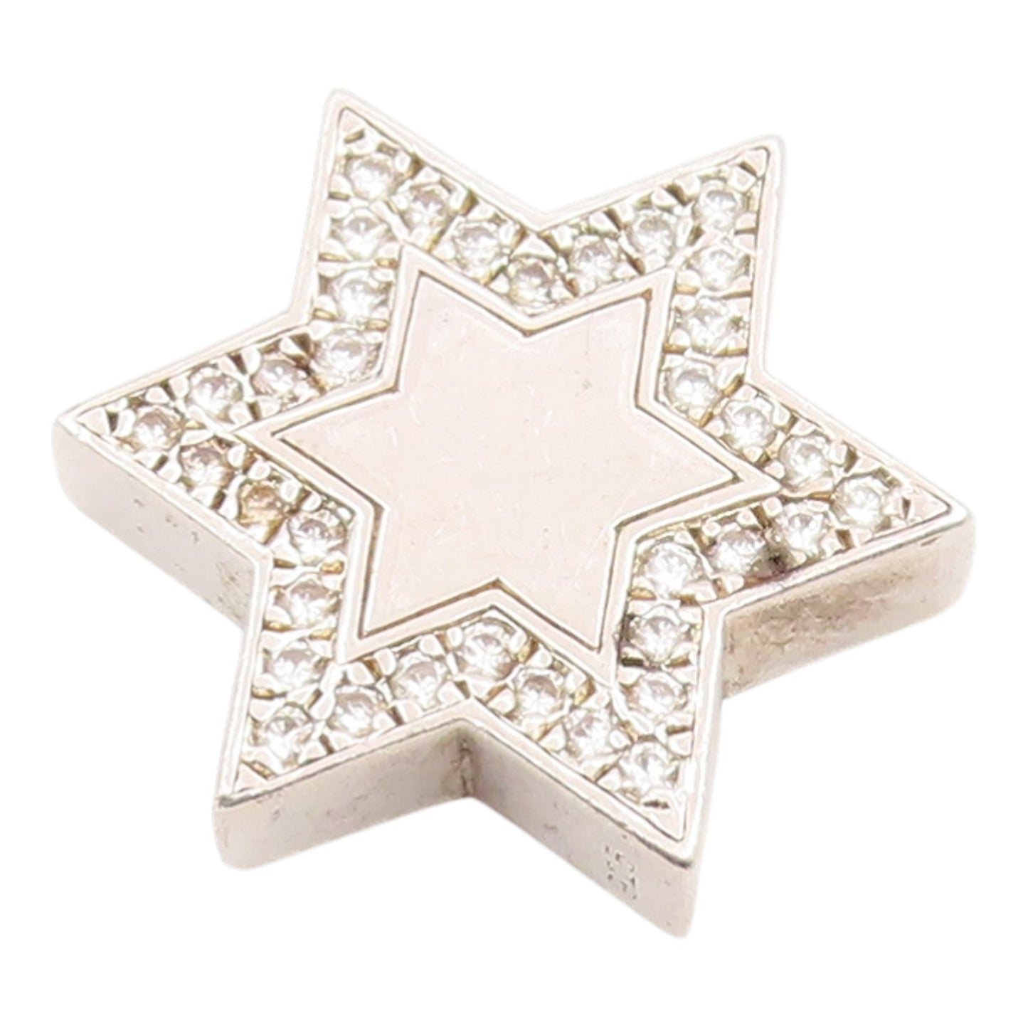925 Sterling Silver Vintage Pendant CZ Solid Celestial Hexagram Charm  PT26077