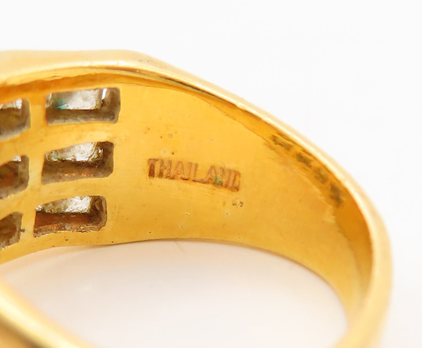 925 Sterling Silver Vintage Ring EDCO Gold Plated Topaz Bands  Sz 7.5  RG28935