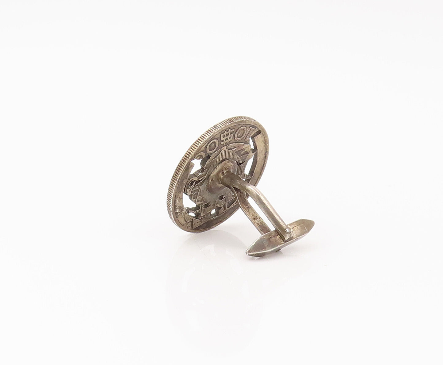 925 Silver  Vintage Antique Portuguese Republic Cutout Ship Cufflinks TR3474