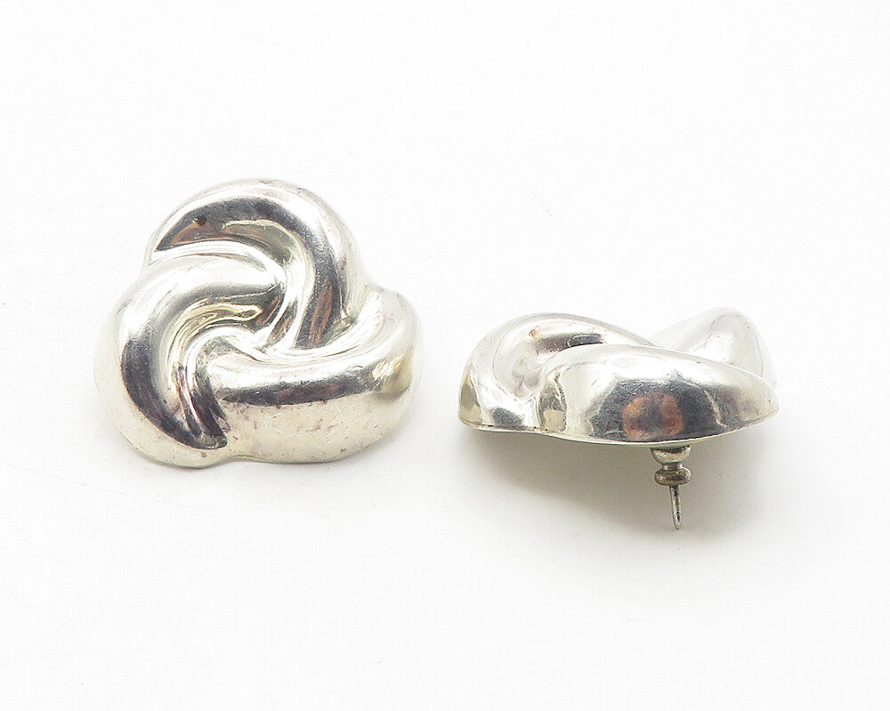 MEXICO 925 Sterling Silver  Vintage Shiny Twist Knot Drop Earrings  EG6167