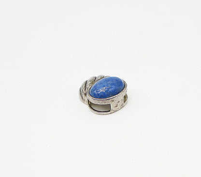 925 Sterling Silver  Vintage Bezel Set Sodalite Slider Pendant  PT2324