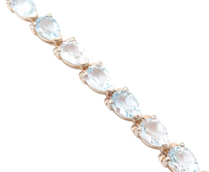 925 Sterling Silver Vintage Bracelet Drop Cut Blue Topaz Tennis Bracelet BT11146
