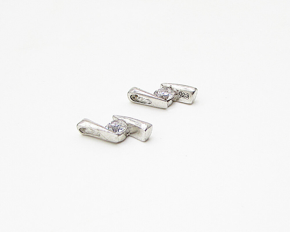 925 Sterling Silver  Lot of 2 White Cubic Zirconia Zig Zag Pendant  PT1942