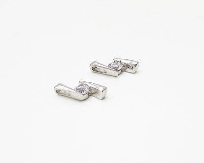 925 Sterling Silver  Lot of 2 White Cubic Zirconia Zig Zag Pendant  PT1942
