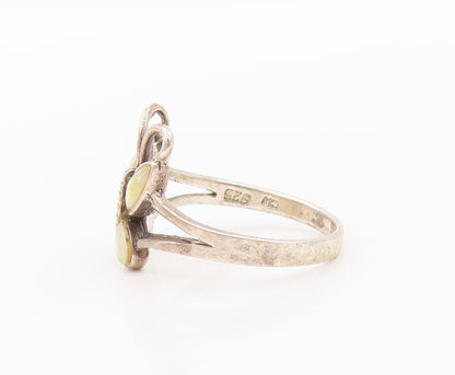 925 Sterling Silver Vintage Ring Mother Of Pearls Inlay Butterfly  SZ 8  RG32278