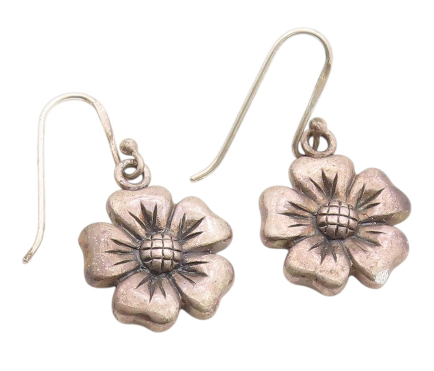 925 Sterling Silver Vintage Earrings Classic Botanical Floral Dangle  EG14403