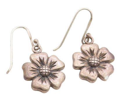 925 Sterling Silver Vintage Earrings Classic Botanical Floral Dangle  EG14403