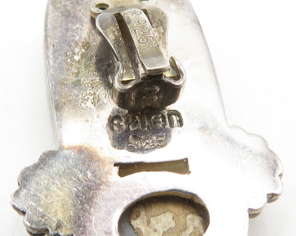 SAJEN 925 Sterling Silver Vintage Jasper & Druzy Non Pierce Drop Earrings EG9762