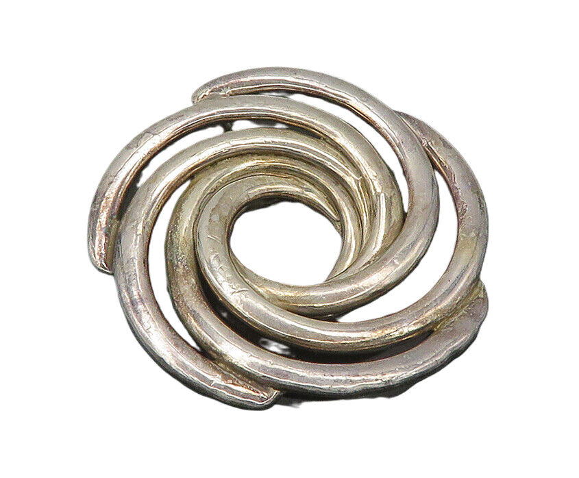 ISRAEL 925 Sterling Silver  Vintage Shiny Spiral Design Brooch Pin  BP7956