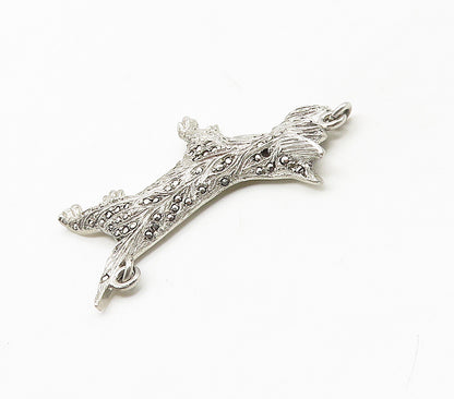 925 Sterling Silver  Vintage Sparkling Terrier Dog Motif Pendant  PT13343