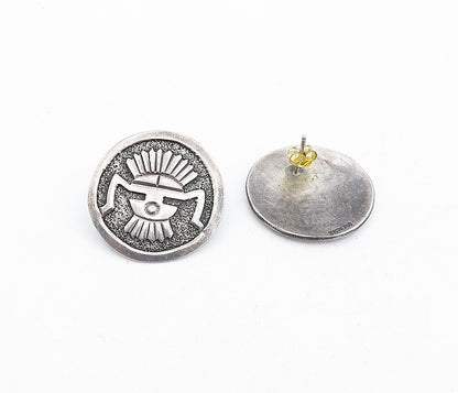 925 Silver Vintage Traditional Pattern Button Earrings EG2181