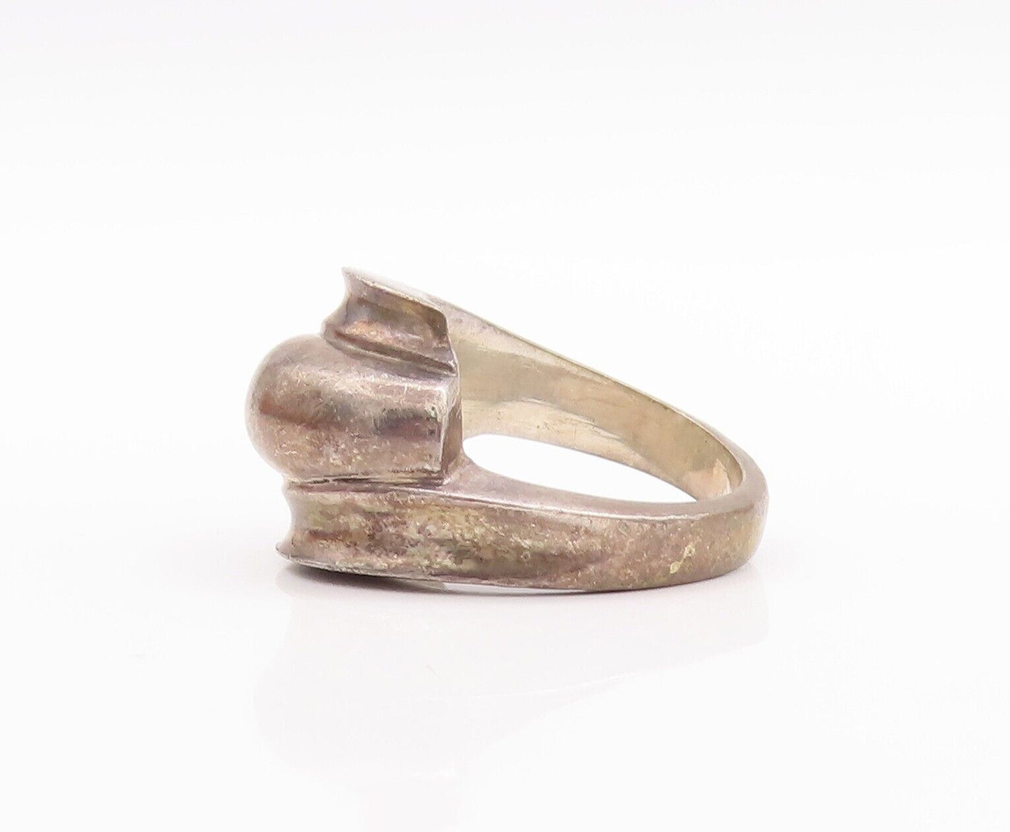 925 Sterling Silver Vintage Ring Antique Solid Domed Design Carved  Sz 7 RG28595