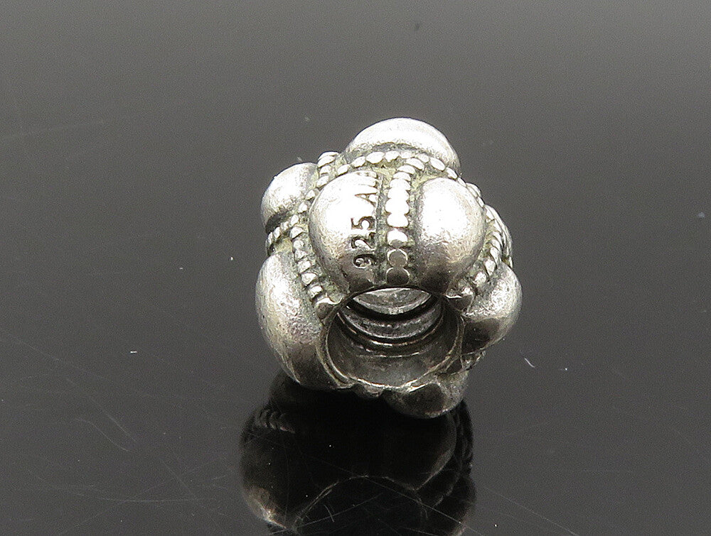 PANDORA 925 Sterling Silver  Vintage Shiny Pattern Bead Charm Pendant  PT19984
