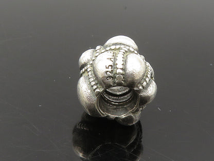 PANDORA 925 Sterling Silver  Vintage Shiny Pattern Bead Charm Pendant  PT19984