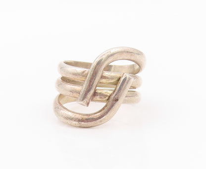 925 Sterling Silver Vintage Ring MEXICO Stacked Rope Effect  SZ 13.5  RG32183